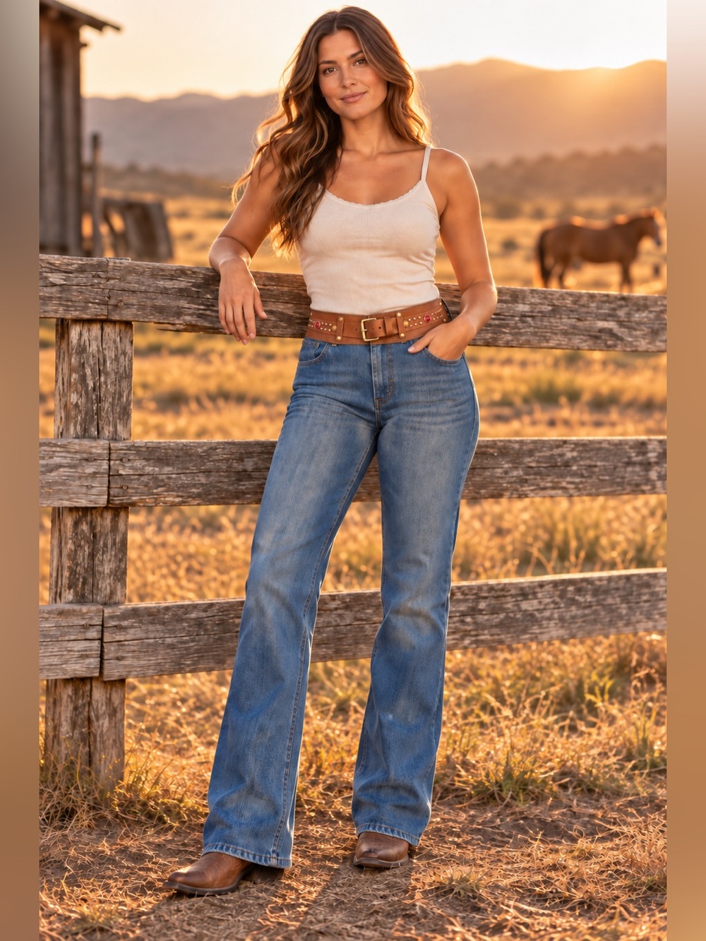 East Side Clothing Co Women’s Size 11 Bootcut Jeans Western Belt